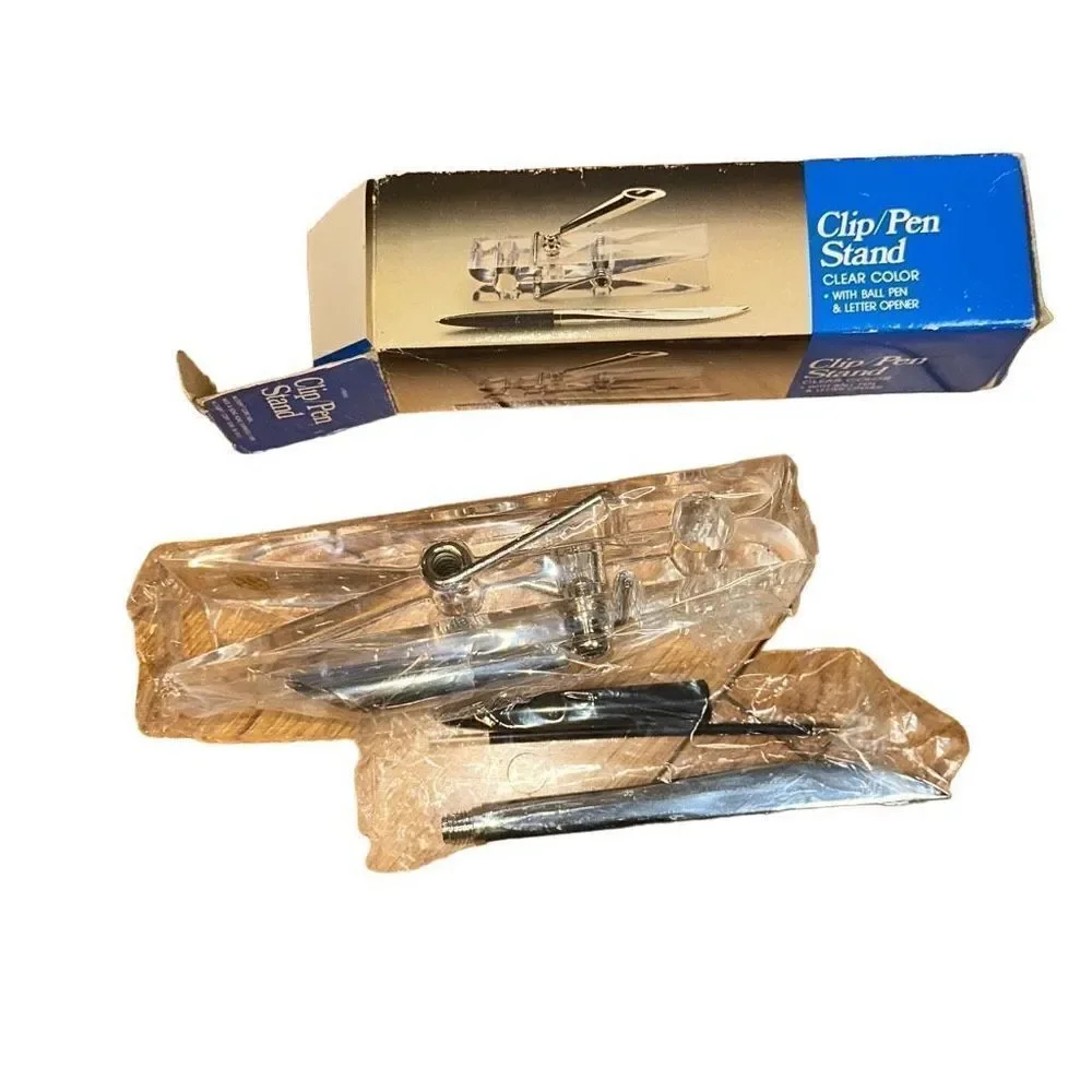 California Vtg Acrylic Memo clip With Ball Pen & Letter Opener - NIB
